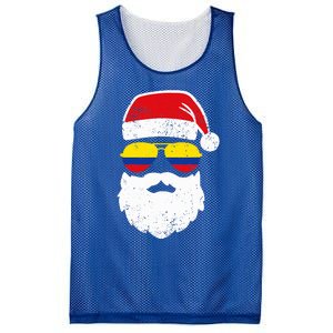 Funny Santa Claus Face Sunglasses Colombia Flag Colombian  Mesh Reversible Basketball Jersey Tank