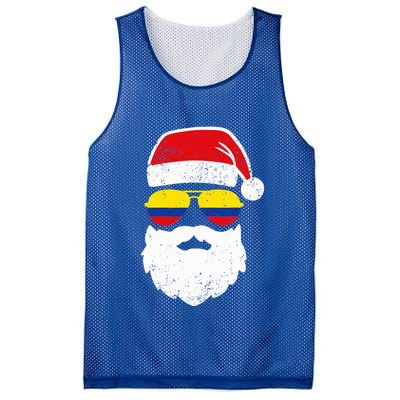 Funny Santa Claus Face Sunglasses Colombia Flag Colombian  Mesh Reversible Basketball Jersey Tank