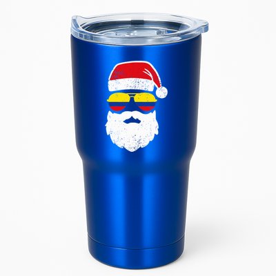 Funny Santa Claus Face Sunglasses Colombia Flag Colombian  Tumbler