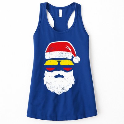 Funny Santa Claus Face Sunglasses Colombia Flag Colombian  Womens Tank Top
