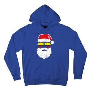 Funny Santa Claus Face Sunglasses Colombia Flag Colombian  Tall Hoodie