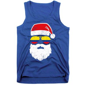 Funny Santa Claus Face Sunglasses Colombia Flag Colombian  Tank Top