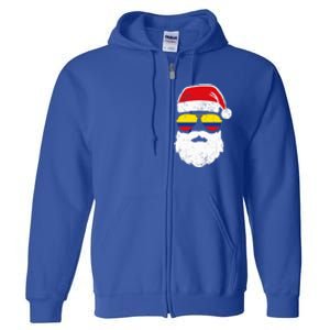 Funny Santa Claus Face Sunglasses Colombia Flag Colombian  Full Zip Hoodie