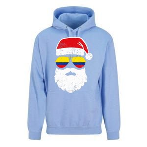 Funny Santa Claus Face Sunglasses Colombia Flag Colombian  Unisex Surf Hoodie