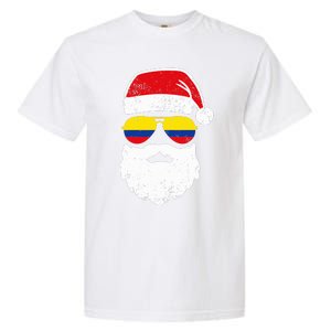 Funny Santa Claus Face Sunglasses Colombia Flag Colombian  Garment-Dyed Heavyweight T-Shirt