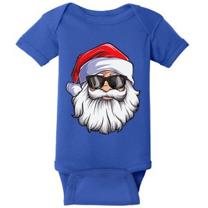 Funny Santa Claus Face Sunglasses With Hat Beard Christmas Gift Baby Bodysuit