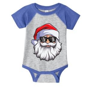 Funny Santa Claus Face Sunglasses With Hat Beard Christmas Gift Infant Baby Jersey Bodysuit