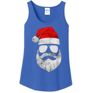 Funny Santa Claus Face Sunglasses With Hat Beard Christmas Ladies Essential Tank