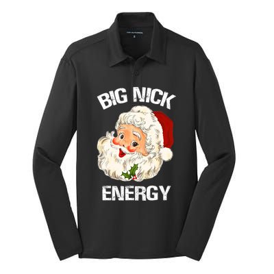 Funny Santa Christmas Big Nick Energy Gift Silk Touch Performance Long Sleeve Polo