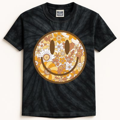 Floral Smiley Cute Gift Kids Tie-Dye T-Shirt