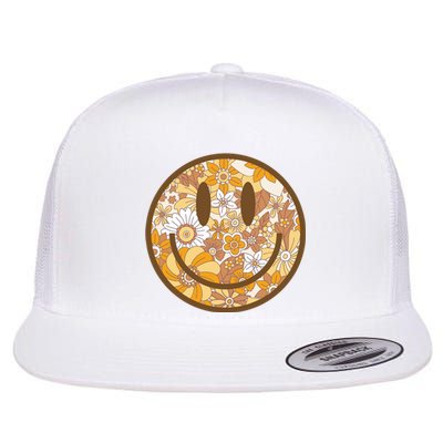 Floral Smiley Cute Gift Flat Bill Trucker Hat