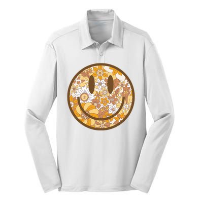 Floral Smiley Cute Gift Silk Touch Performance Long Sleeve Polo