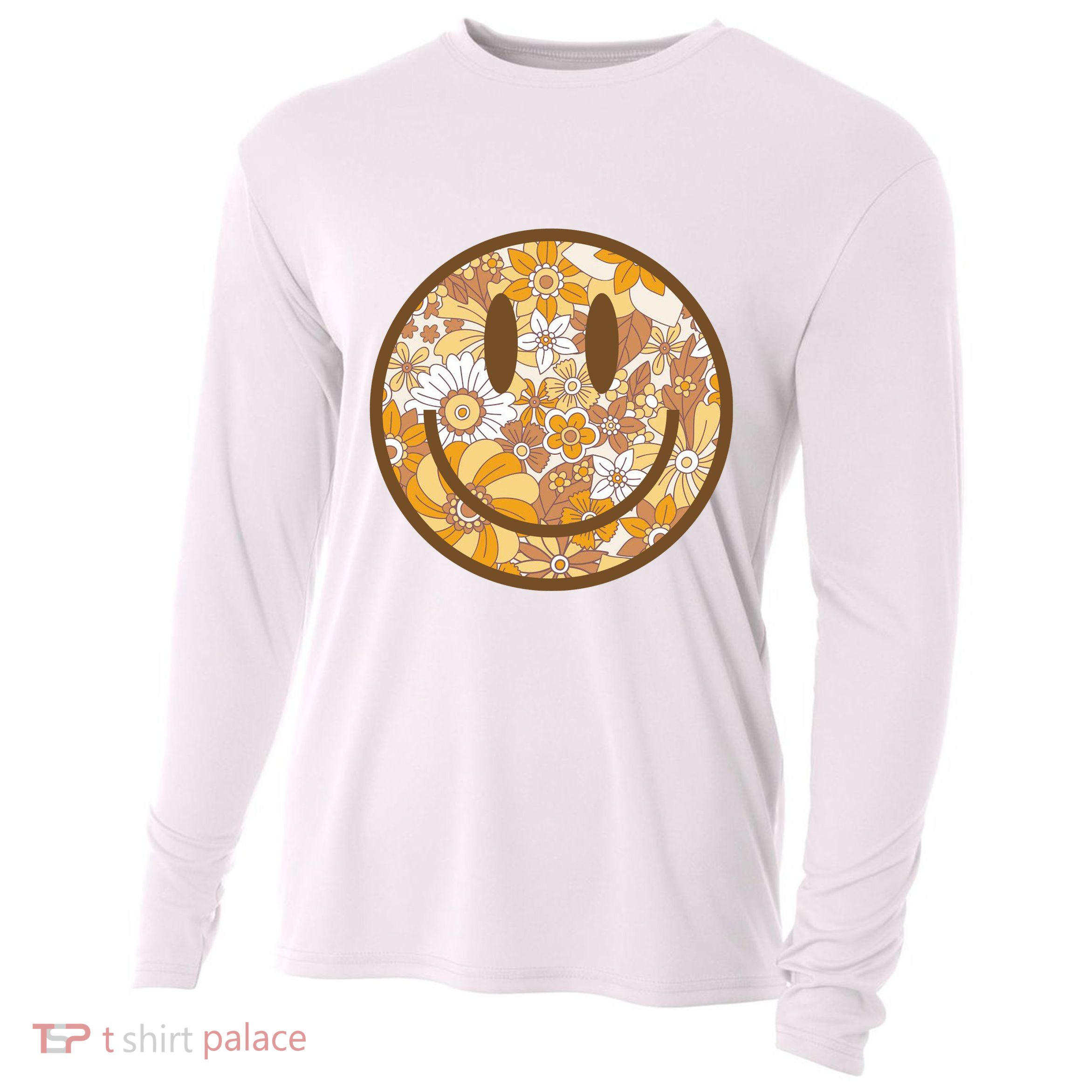 Floral Smiley Cute Gift Cooling Performance Long Sleeve Crew