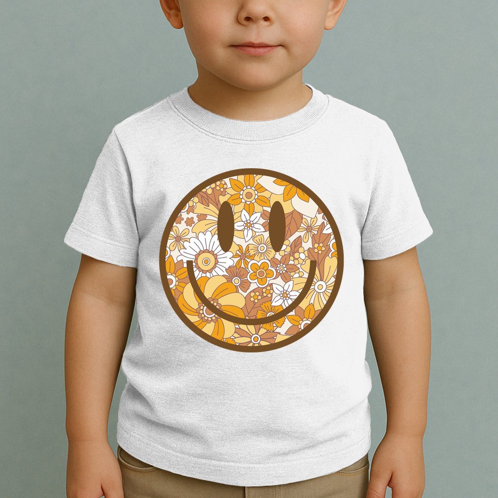Floral Smiley Cute Gift Toddler T-Shirt