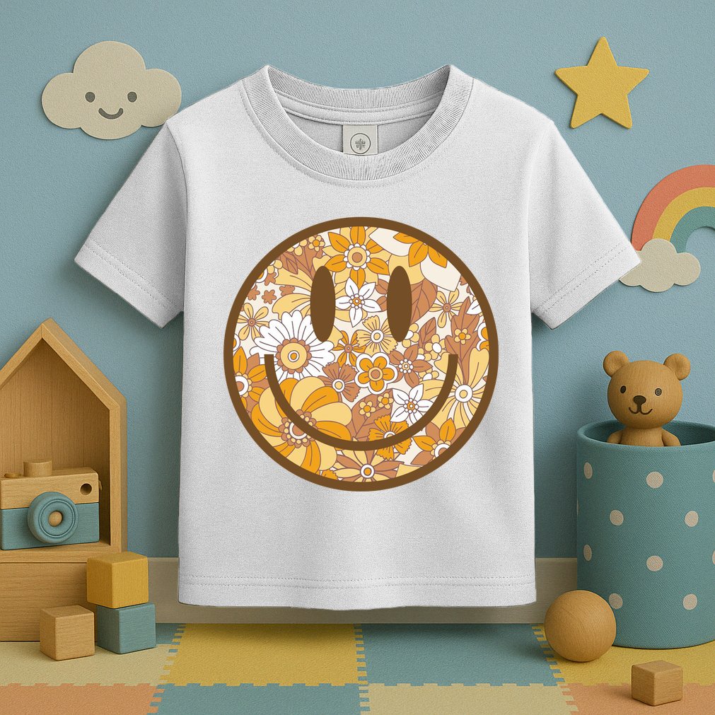 Floral Smiley Cute Gift Toddler T-Shirt
