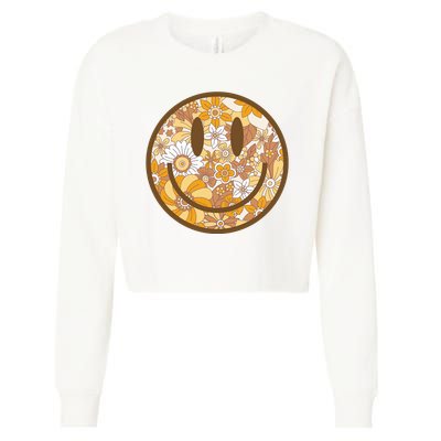 Floral Smiley Cute Gift Cropped Pullover Crew