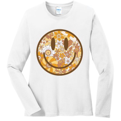 Floral Smiley Cute Gift Ladies Long Sleeve Shirt