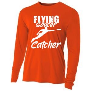 Flying Saucer Catcher Disc Golf Sport Ultimate Frisbee Cute Gift Cooling Performance Long Sleeve Crew