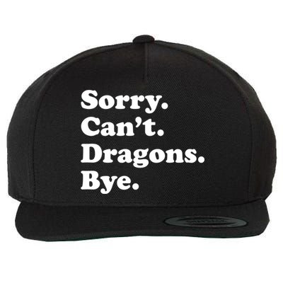 Funny Sorry Cant Dragons Bye Funny Dragon Gift Wool Snapback Cap