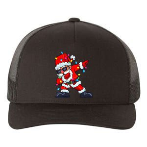 Festive Santa Claus Dabbing with Christmas Tree Lights Yupoong Adult 5-Panel Trucker Hat