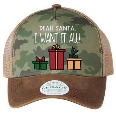 Funny Santa Christmas Holiday Gift Dear Santa I Want It All Cute Gift Legacy Tie Dye Trucker Hat