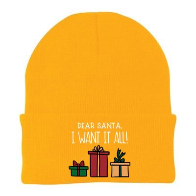 Funny Santa Christmas Holiday Gift Dear Santa I Want It All Cute Gift Knit Cap Winter Beanie