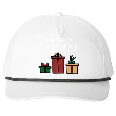 Funny Santa Christmas Holiday Gift Dear Santa I Want It All Cute Gift Snapback Five-Panel Rope Hat