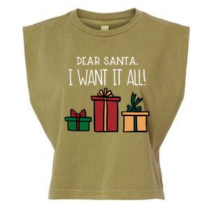 Funny Santa Christmas Holiday Gift Dear Santa I Want It All Cute Gift Garment-Dyed Women's Muscle Tee