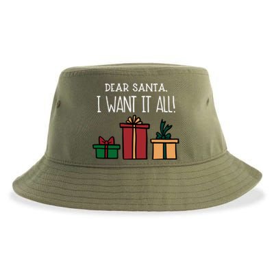 Funny Santa Christmas Holiday Gift Dear Santa I Want It All Cute Gift Sustainable Bucket Hat