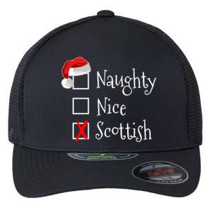 Funny Scottish Christmas Funny Gift Scotland Naughty Nice Flexfit Unipanel Trucker Cap