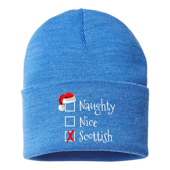 Funny Scottish Christmas Funny Gift Scotland Naughty Nice Sustainable Knit Beanie