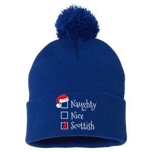 Funny Scottish Christmas Funny Gift Scotland Naughty Nice Pom Pom 12in Knit Beanie