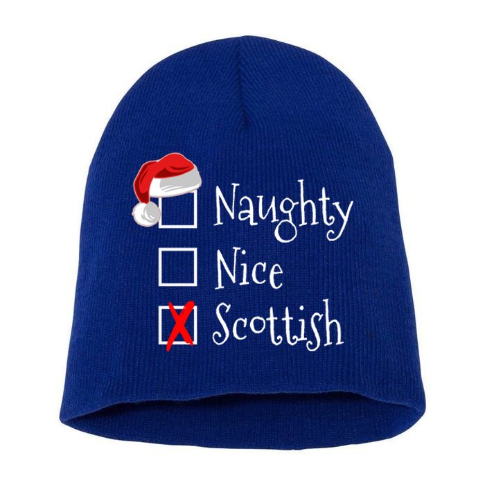 Funny Scottish Christmas Funny Gift Scotland Naughty Nice Short Acrylic Beanie