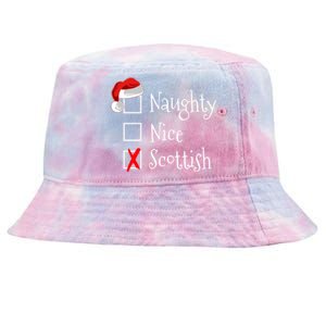 Funny Scottish Christmas Funny Gift Scotland Naughty Nice Tie-Dyed Bucket Hat