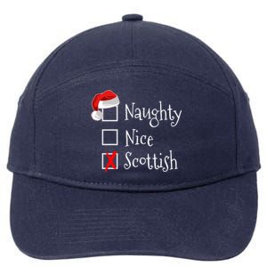 Funny Scottish Christmas Funny Gift Scotland Naughty Nice 7-Panel Snapback Hat