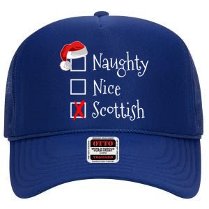 Funny Scottish Christmas Funny Gift Scotland Naughty Nice High Crown Mesh Back Trucker Hat