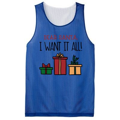 Funny Santa Christmas Holiday Gift Dear Santa I Want It All Funny Gift Mesh Reversible Basketball Jersey Tank