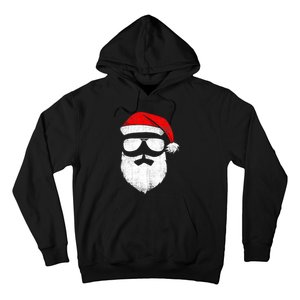 Funny Santa Claus Face Sunglasses with Hat Beard Christmas Hoodie