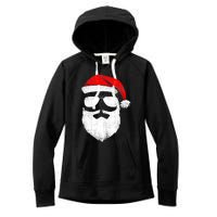 Funny Santa Claus Face Sunglasses with Hat Beard Christmas Women's Fleece Hoodie