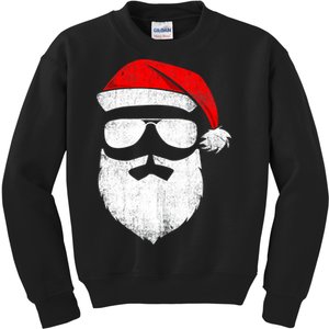 Funny Santa Claus Face Sunglasses with Hat Beard Christmas Kids Sweatshirt