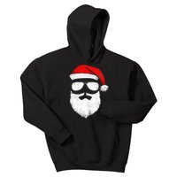 Funny Santa Claus Face Sunglasses with Hat Beard Christmas Kids Hoodie