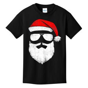 Funny Santa Claus Face Sunglasses with Hat Beard Christmas Kids T-Shirt