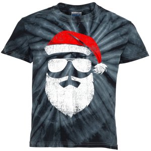 Funny Santa Claus Face Sunglasses with Hat Beard Christmas Kids Tie-Dye T-Shirt