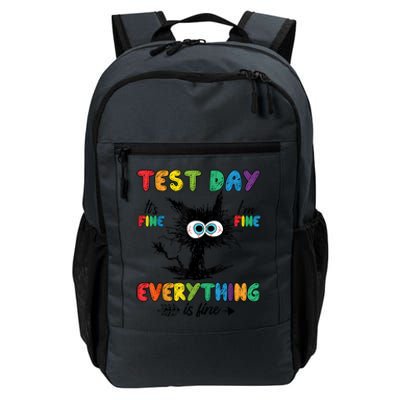 Funny Stressed Cat IM Fine Everything Is Fine Teacher Test Day Daily Commute Backpack