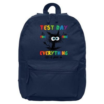 Funny Stressed Cat IM Fine Everything Is Fine Teacher Test Day 16 in Basic Backpack