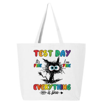 Funny Stressed Cat IM Fine Everything Is Fine Teacher Test Day 25L Jumbo Tote