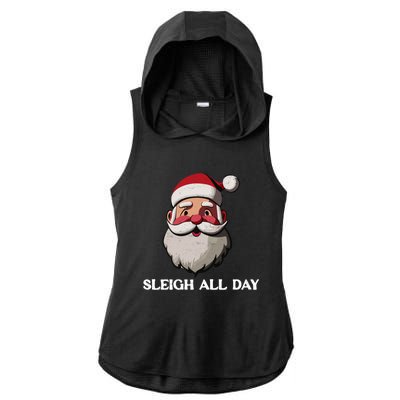 Funny Santa Christmas Sleigh All Day Pun Funny Gift Ladies PosiCharge Tri-Blend Wicking Draft Hoodie Tank