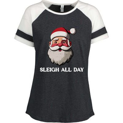 Funny Santa Christmas Sleigh All Day Pun Funny Gift Enza Ladies Jersey Colorblock Tee