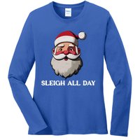 Funny Santa Christmas Sleigh All Day Pun Funny Gift Ladies Long Sleeve Shirt