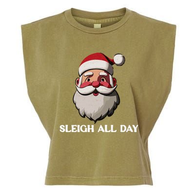 Funny Santa Christmas Sleigh All Day Pun Funny Gift Garment-Dyed Women's Muscle Tee